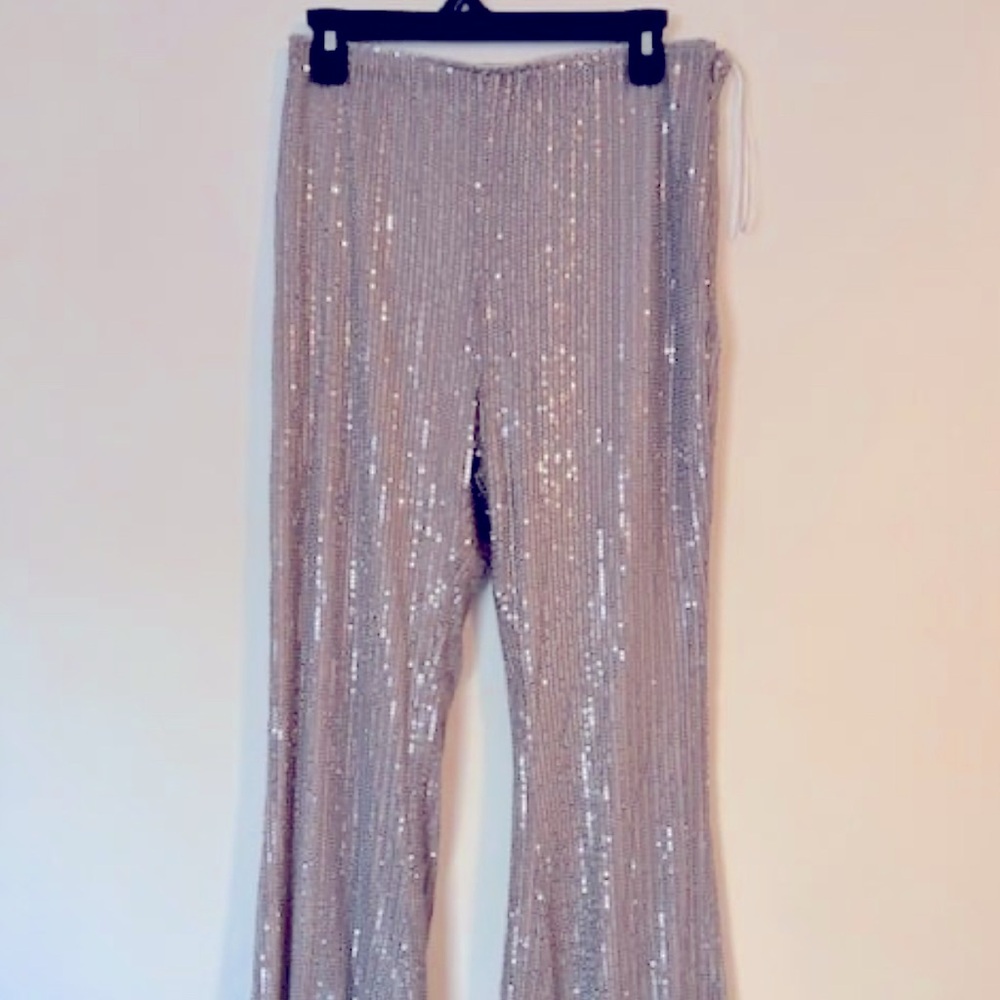 Grey sequin pants